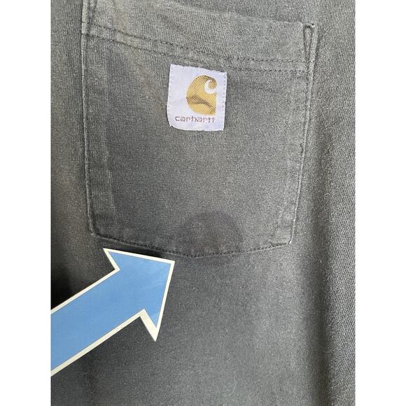 VTG Carhartt Navy Shirt Mens Small Pocket Long Sleeve Distressed Faded Thrashed - Picture 3 of 6